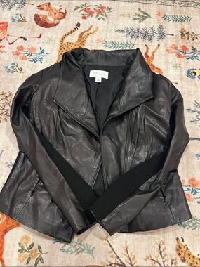 Nordstrom Black Leather Zip-Front leather Jacket
